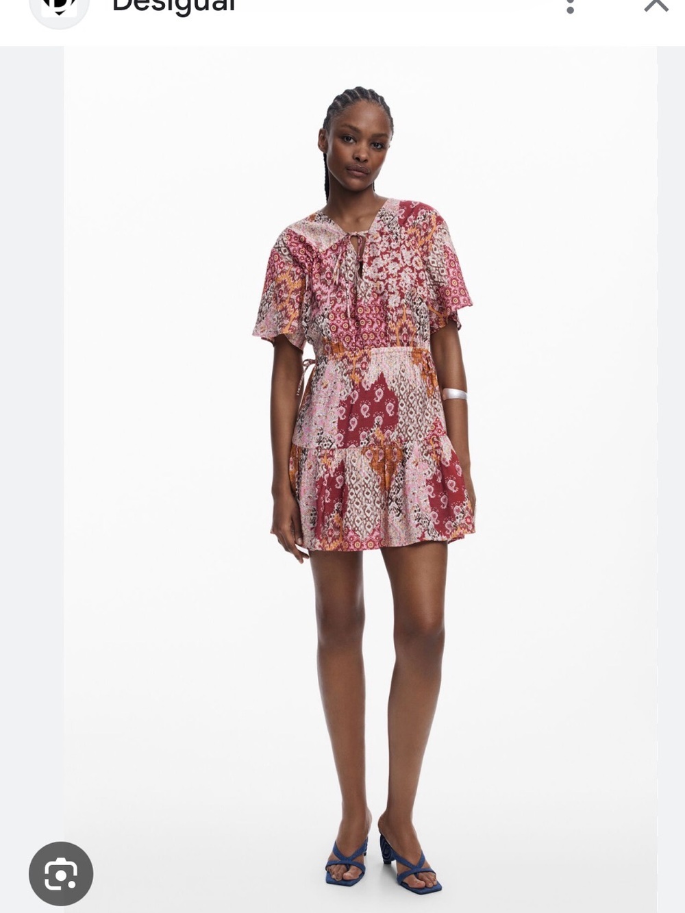 Desigual Red and Pink Patchwork Mini Dress